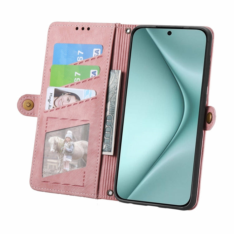 For Huawei Pura 70 Geometric Zipper Wallet Side Buckle Leather Phone Case(Pink) - Huawei Cases by PMC Jewellery | Online Shopping South Africa | PMC Jewellery | Buy Now Pay Later Mobicred