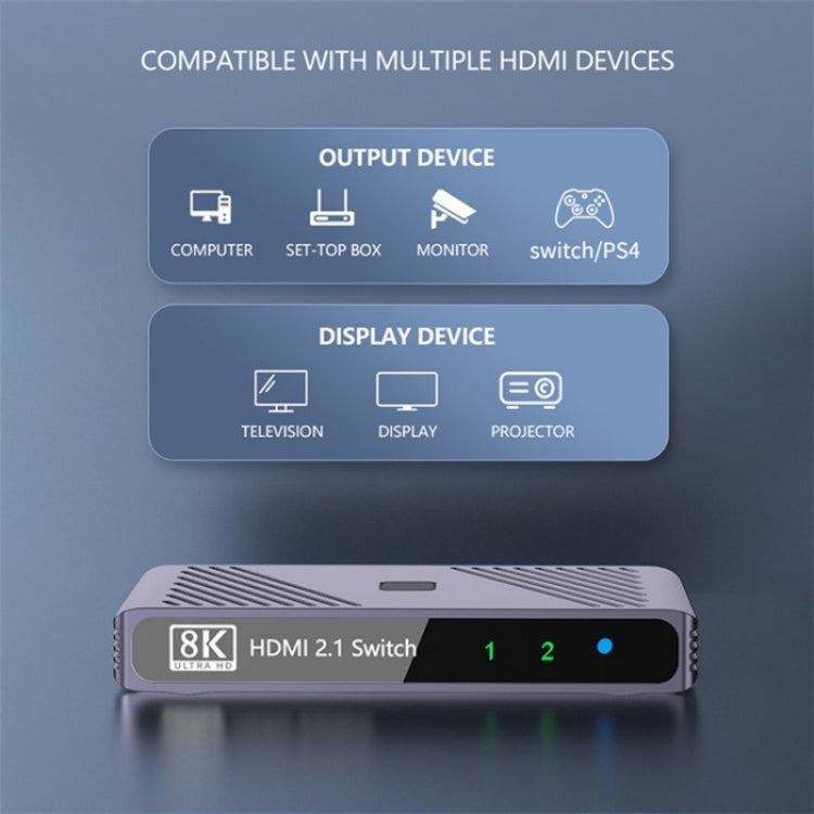 Q802 Aluminum Alloy 8K HD Video Splitter HDR 2 in 1 Out Mirror Screens Video Transfer Adapter - Video Capture Solutions by PMC TechLife | Online Shopping South Africa | PMC TechLife | Buy Now Pay Later Mobicred