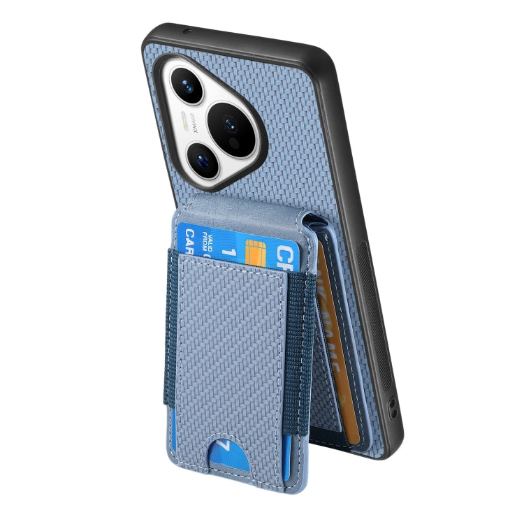 For Huawei Pura 70 Ultra Carbon Fiber Vertical Flip Wallet Stand Phone Case(Blue) - Huawei Cases by PMC Jewellery | Online Shopping South Africa | PMC Jewellery | Buy Now Pay Later Mobicred