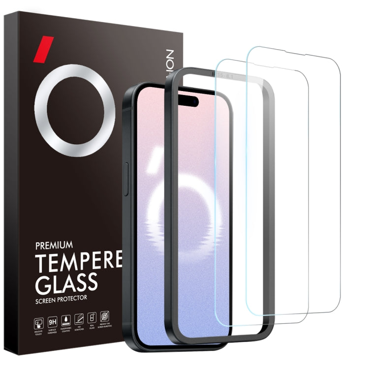For iPhone 16 NORTHJO 2pcs A++ Screen Protector Tempered Glass Film with Installation Frame - iPhone 16 Tempered Glass by NORTHJO | Online Shopping South Africa | PMC TechLife | Buy Now Pay Later Mobicred