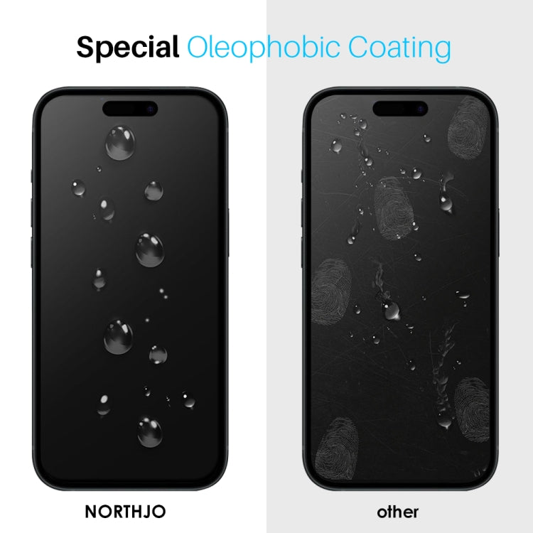For iPhone 16 Pro NORTHJO 2pcs A++ Screen Protector Tempered Glass Film with Installation Frame - iPhone 16 Pro Tempered Glass by NORTHJO | Online Shopping South Africa | PMC TechLife | Buy Now Pay Later Mobicred