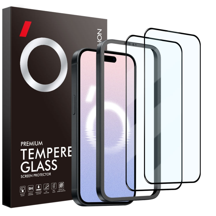 For iPhone 16 NORTHJO 2pcs A++ Tempered Glass Film with Installation Frame - iPhone 16 Tempered Glass by NORTHJO | Online Shopping South Africa | PMC TechLife | Buy Now Pay Later Mobicred