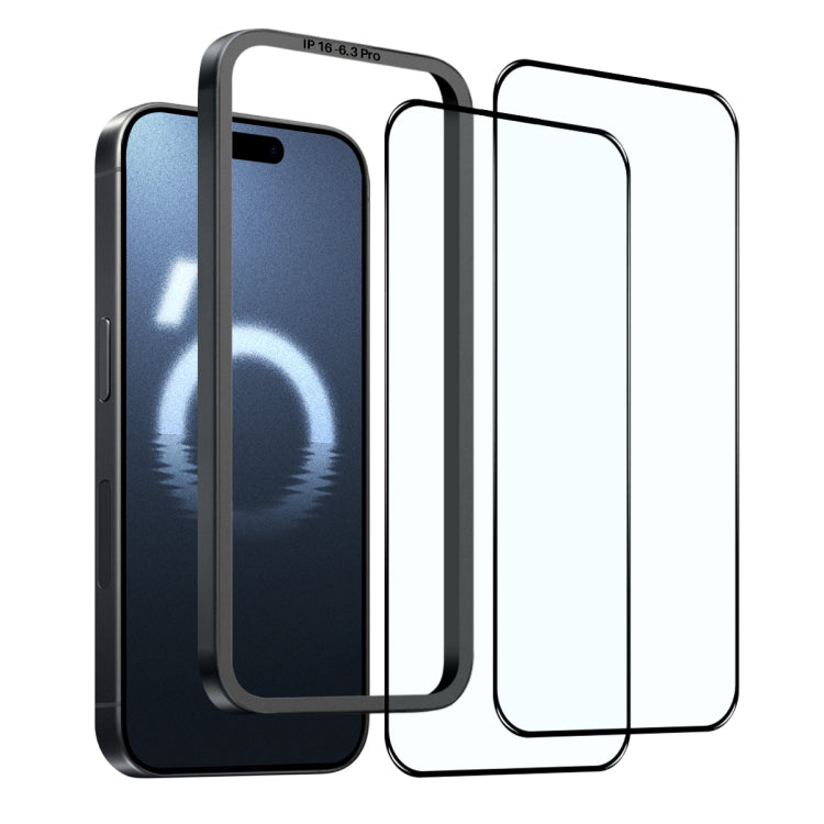 For iPhone 16 Pro Max NORTHJO 2pcs A++ Tempered Glass Film with Installation Frame - iPhone 16 Pro Max Tempered Glass by NORTHJO | Online Shopping South Africa | PMC TechLife | Buy Now Pay Later Mobicred