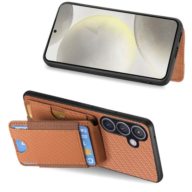 For Samsung Galaxy S24+ 5G Carbon Fiber Vertical Flip Wallet Stand Phone Case(Brown) - Galaxy S24+ 5G Cases by PMC Jewellery | Online Shopping South Africa | PMC Jewellery | Buy Now Pay Later Mobicred