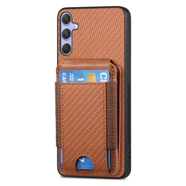 For Samsung Galaxy S25 5G Carbon Fiber Vertical Flip Wallet Stand Phone Case(Brown) - Galaxy S25 5G Cases by PMC Jewellery | Online Shopping South Africa | PMC Jewellery | Buy Now Pay Later Mobicred