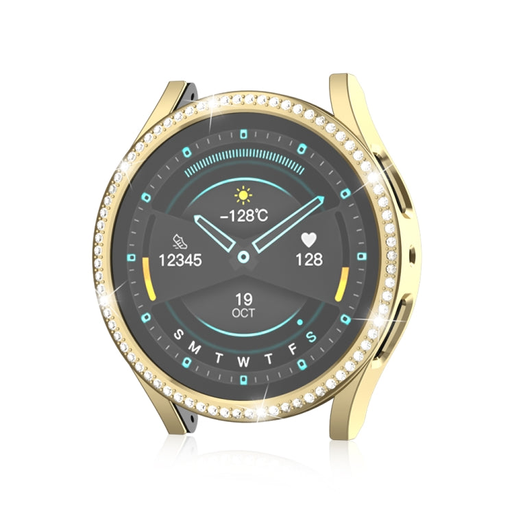 For Samsung Galaxy Watch 7 40mm Single Diamond Hollow PC Watch Protective Case(Gold) - Watch Cases by PMC TechLife | Online Shopping South Africa | PMC TechLife | Buy Now Pay Later Mobicred