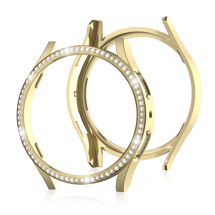 For Samsung Galaxy Watch 7 40mm Single Diamond Hollow PC Watch Protective Case(Gold) - Watch Cases by PMC TechLife | Online Shopping South Africa | PMC TechLife | Buy Now Pay Later Mobicred