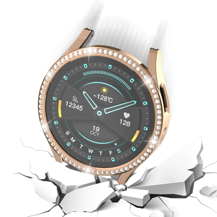 For Samsung Galaxy Watch 7 40mm Single Diamond Hollow PC Watch Protective Case(Pink) - Watch Cases by PMC TechLife | Online Shopping South Africa | PMC TechLife | Buy Now Pay Later Mobicred