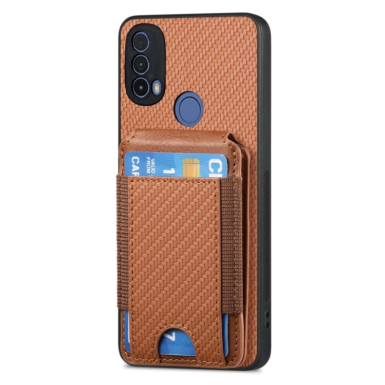 For Motorola Moto G 5G 2024 4G Carbon Fiber Vertical Flip Wallet Stand Phone Case(Brown) - Motorola Cases by PMC TechLife | Online Shopping South Africa | PMC TechLife | Buy Now Pay Later Mobicred