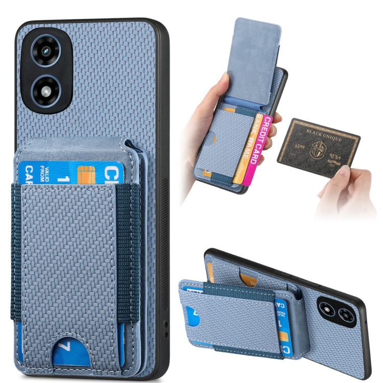 For Motorola Moto G Play 2024  5G Carbon Fiber Vertical Flip Wallet Stand Phone Case(Blue) - Motorola Cases by PMC TechLife | Online Shopping South Africa | PMC TechLife | Buy Now Pay Later Mobicred