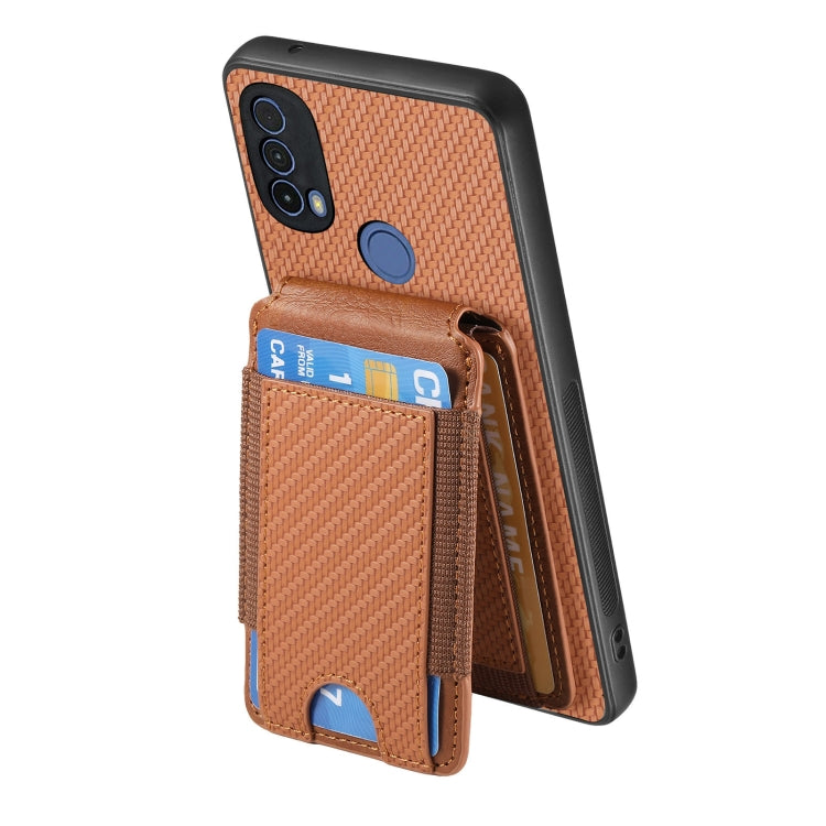 For Motorola Moto G Play 2024  5G Carbon Fiber Vertical Flip Wallet Stand Phone Case(Brown) - Motorola Cases by PMC TechLife | Online Shopping South Africa | PMC TechLife | Buy Now Pay Later Mobicred
