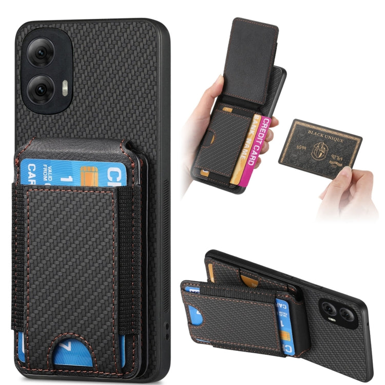 For Motorola Moto G Power 2024 5G Carbon Fiber Vertical Flip Wallet Stand Phone Case(Black) - Motorola Cases by PMC TechLife | Online Shopping South Africa | PMC TechLife | Buy Now Pay Later Mobicred
