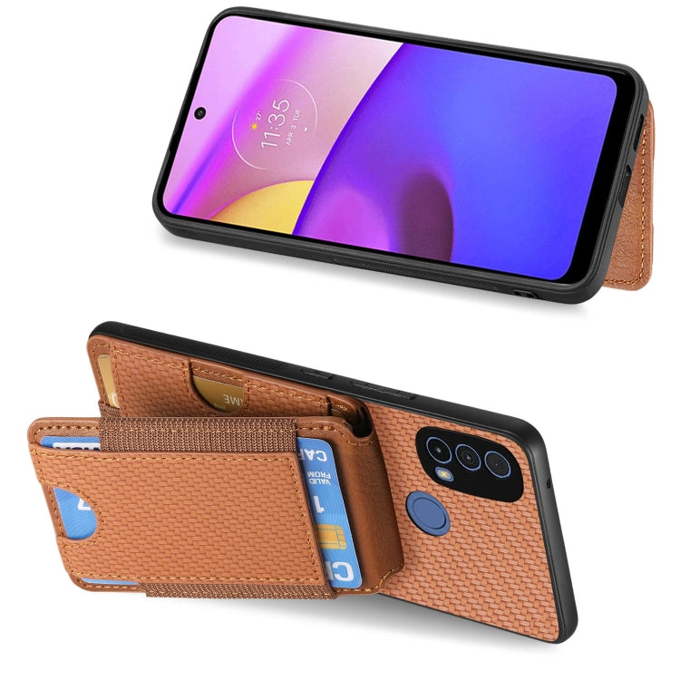 For Motorola Moto G Power 2024 5G Carbon Fiber Vertical Flip Wallet Stand Phone Case(Brown) - Motorola Cases by PMC TechLife | Online Shopping South Africa | PMC TechLife | Buy Now Pay Later Mobicred