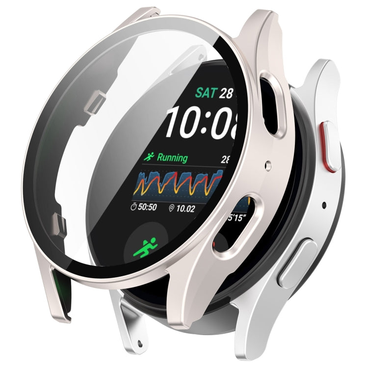 For Samsung Galaxy Watch 7 44mm PC+Tempered Film Integrated Waterproof Watch Protective Case(Starlight) - Watch Cases by PMC TechLife | Online Shopping South Africa | PMC TechLife | Buy Now Pay Later Mobicred