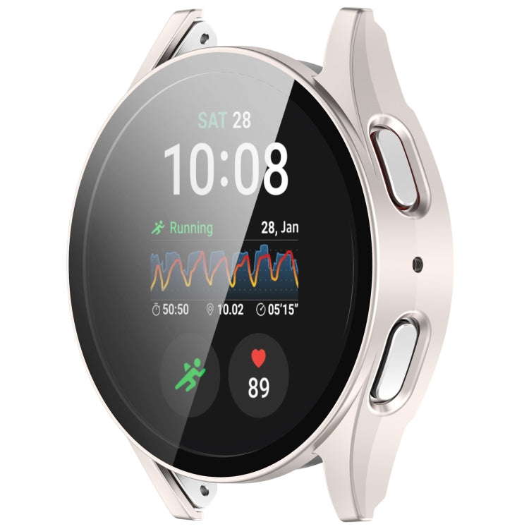 For Samsung Galaxy Watch 7 44mm PC+Tempered Film Integrated Waterproof Watch Protective Case(Starlight) - Watch Cases by PMC TechLife | Online Shopping South Africa | PMC TechLife | Buy Now Pay Later Mobicred