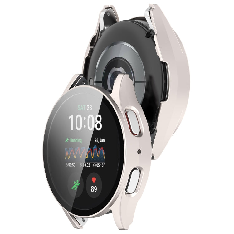 For Samsung Galaxy Watch 7 44mm PC+Tempered Film Integrated Waterproof Watch Protective Case(Starlight) - Watch Cases by PMC TechLife | Online Shopping South Africa | PMC TechLife | Buy Now Pay Later Mobicred