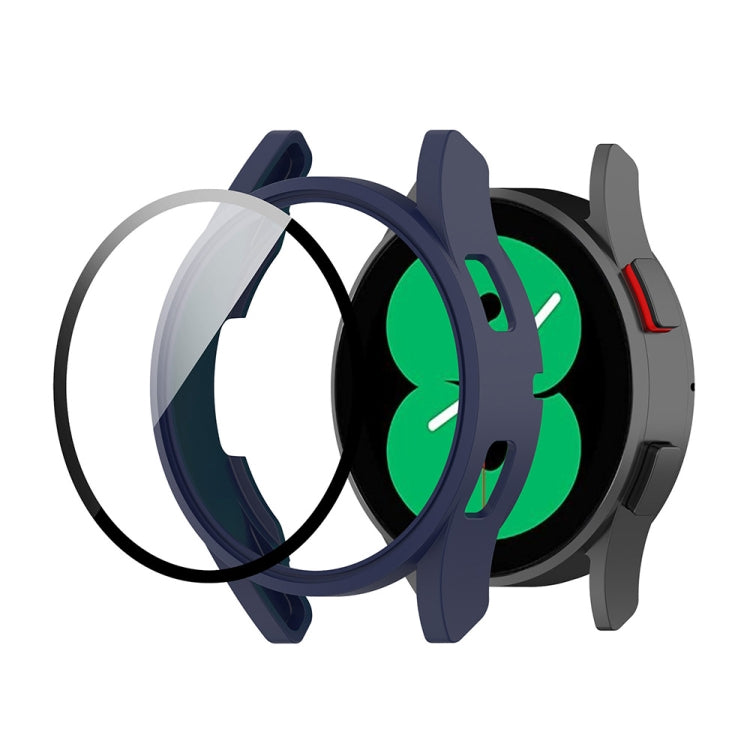 For Samsung Galaxy Watch FE 40mm PC + Tempered Glass Film Integrated Watch Protective Case(Midnight Blue) - Watch Cases by PMC TechLife | Online Shopping South Africa | PMC TechLife | Buy Now Pay Later Mobicred