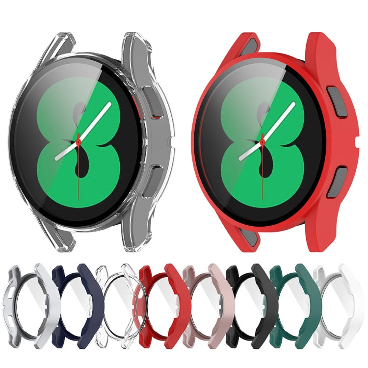 For Samsung Galaxy Watch FE 40mm PC + Tempered Glass Film Integrated Watch Protective Case(Green) - Watch Cases by PMC TechLife | Online Shopping South Africa | PMC TechLife | Buy Now Pay Later Mobicred