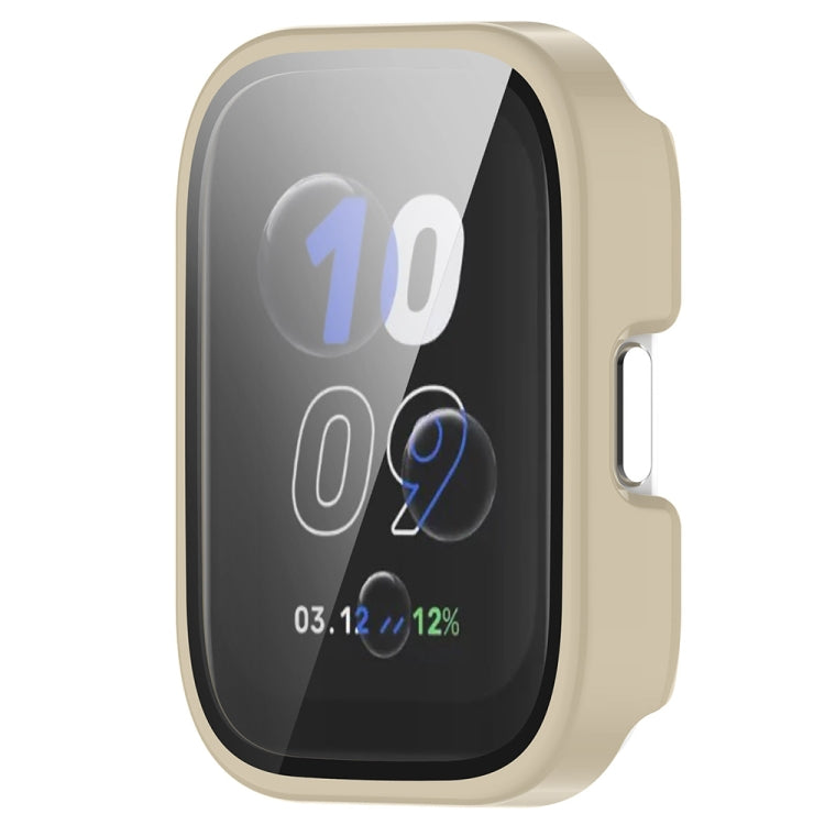 For Amazfit bip5 Unity PC + Tempered Glass Film Integrated Watch Protective Case(Ivory White) - Watch Cases by PMC TechLife | Online Shopping South Africa | PMC TechLife | Buy Now Pay Later Mobicred