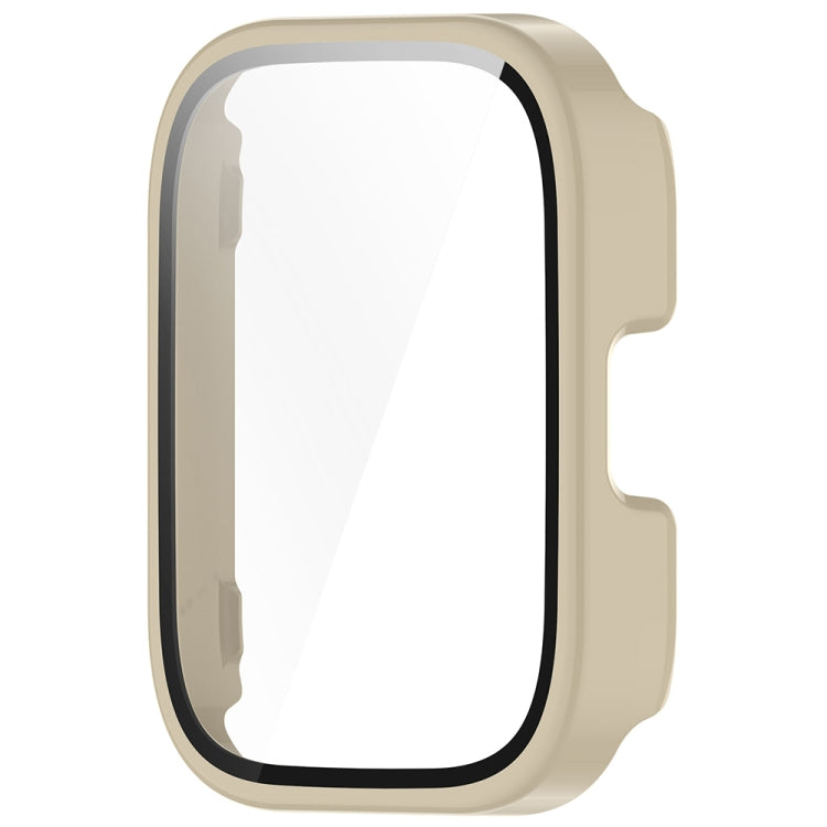 For Amazfit bip5 Unity PC + Tempered Glass Film Integrated Watch Protective Case(Ivory White) - Watch Cases by PMC TechLife | Online Shopping South Africa | PMC TechLife | Buy Now Pay Later Mobicred