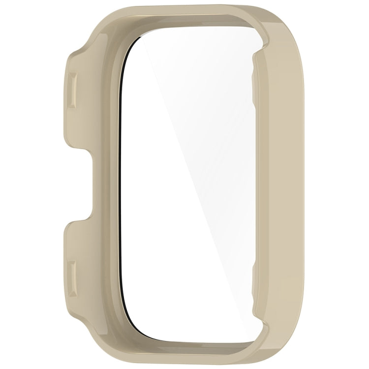 For Amazfit bip5 Unity PC + Tempered Glass Film Integrated Watch Protective Case(Ivory White) - Watch Cases by PMC TechLife | Online Shopping South Africa | PMC TechLife | Buy Now Pay Later Mobicred