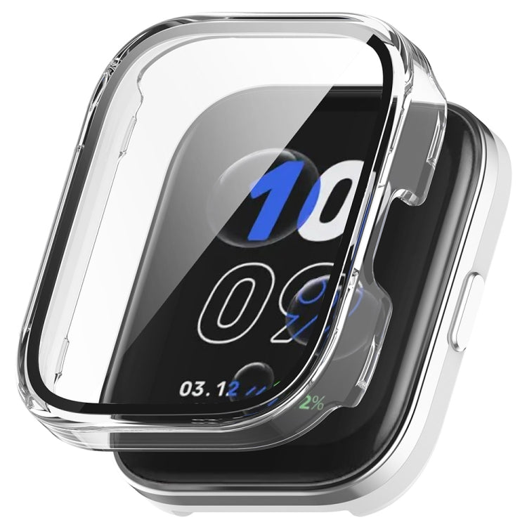 For Amazfit bip5 Unity PC + Tempered Glass Film Integrated Watch Protective Case(Transparent White) - Watch Cases by PMC TechLife | Online Shopping South Africa | PMC TechLife | Buy Now Pay Later Mobicred