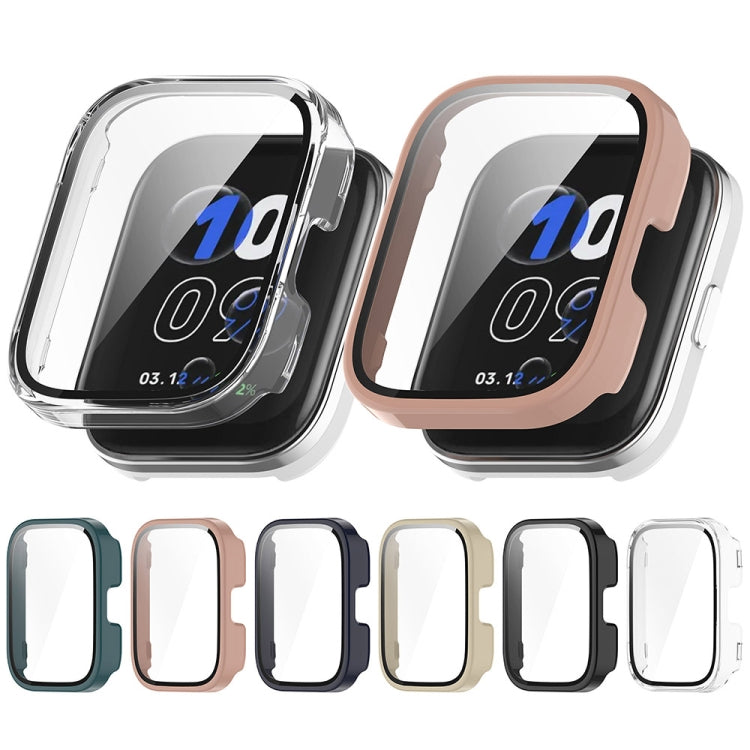 For Amazfit bip5 Unity PC + Tempered Glass Film Integrated Watch Protective Case(Ivory White) - Watch Cases by PMC TechLife | Online Shopping South Africa | PMC TechLife | Buy Now Pay Later Mobicred