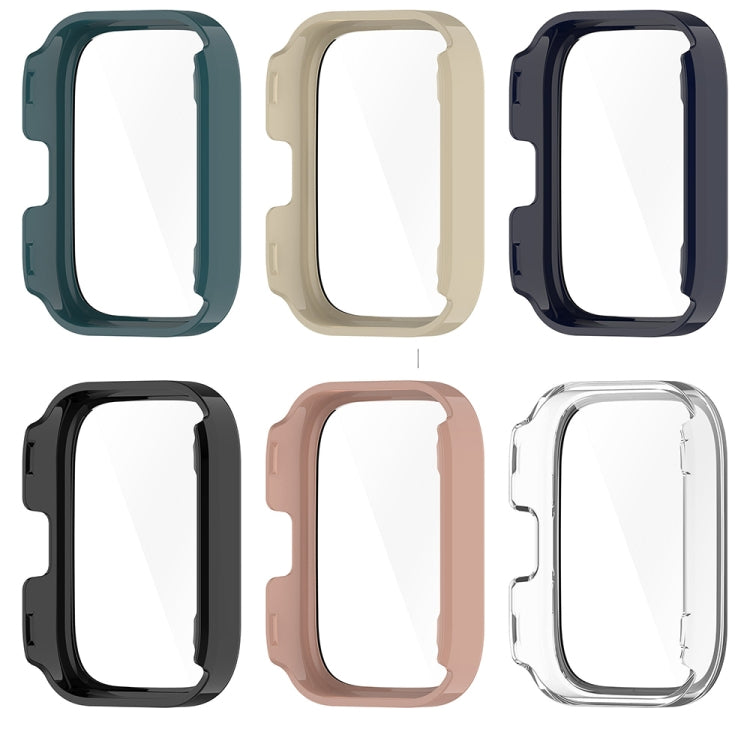 For Amazfit bip5 Unity PC + Tempered Glass Film Integrated Watch Protective Case(Ivory White) - Watch Cases by PMC TechLife | Online Shopping South Africa | PMC TechLife | Buy Now Pay Later Mobicred