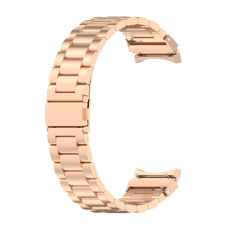 For Samsung Galaxy Watch FE 40mm Three Bead Stainless Steel Metal Watch Strap(Rose Gold) - free shipping - PMC TechLife - Order now!