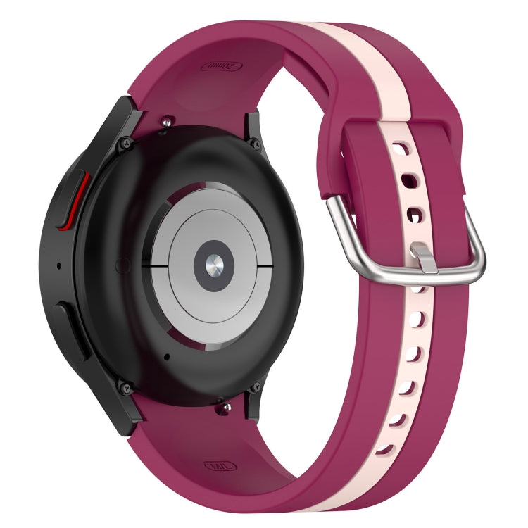 For Samsung Galaxy Watch FE 40mm Two Color Stripe Silicone Watch Band(Wine Red Pink) - free shipping - PMc TechLife - Order now!