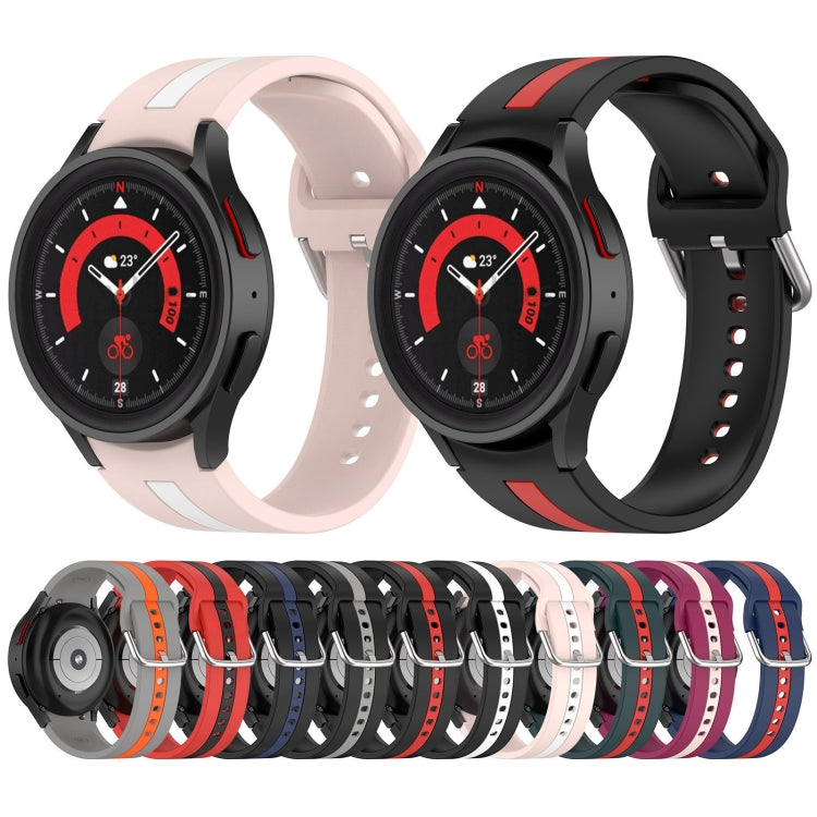 For Samsung Galaxy Watch 7 40 / 44mm Two Color Stripe Silicone Watch Band(Gray Orange) - free shipping - PMc TechLife - Order now!