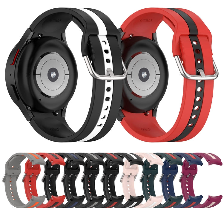 For Samsung Galaxy Watch 7 40 / 44mm Two Color Stripe Silicone Watch Band(Dark Green Red) - free shipping - PMc TechLife - Order now!