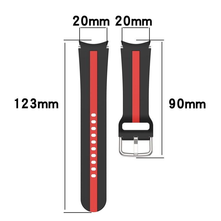 For Samsung Galaxy Watch 7 40 / 44mm Two Color Stripe Silicone Watch Band(Dark Green Red) - free shipping - PMc TechLife - Order now!