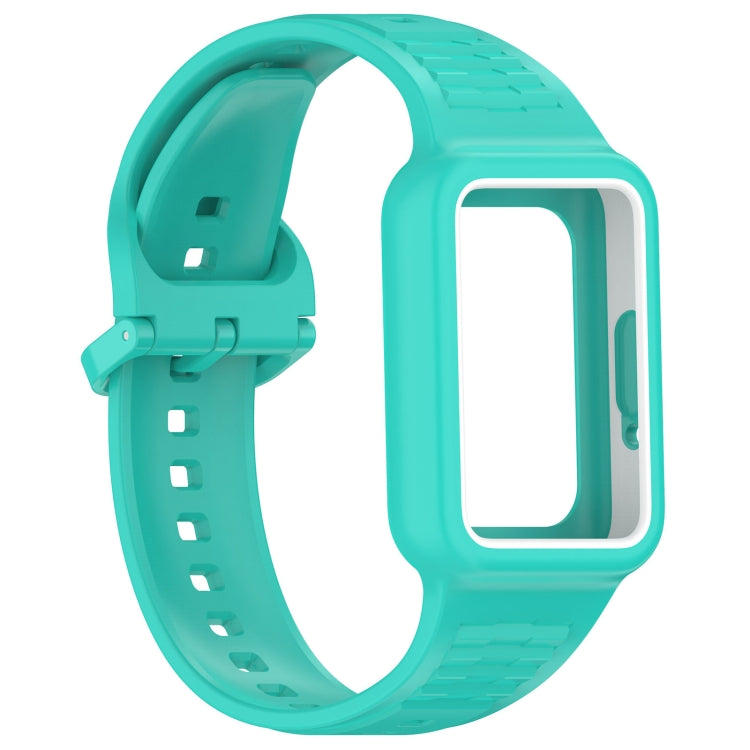 For  Huawei Band 8 NFC Two Color Frame Integrated Silicone Watch Band(Cyan) - Watch Bands by PMc TechLife | Online Shopping South Africa | PMc TechLife | Buy Now Pay Later Mobicred