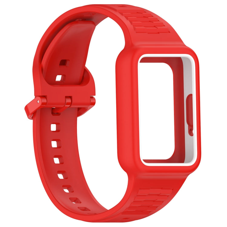 For  Huawei Band 8 NFC Two Color Frame Integrated Silicone Watch Band(Red) - free shipping - PMc TechLife - Order now!