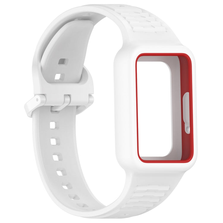 For  Huawei Band 8 NFC Two Color Frame Integrated Silicone Watch Band(White) - free shipping - PMc TechLife - Order now!