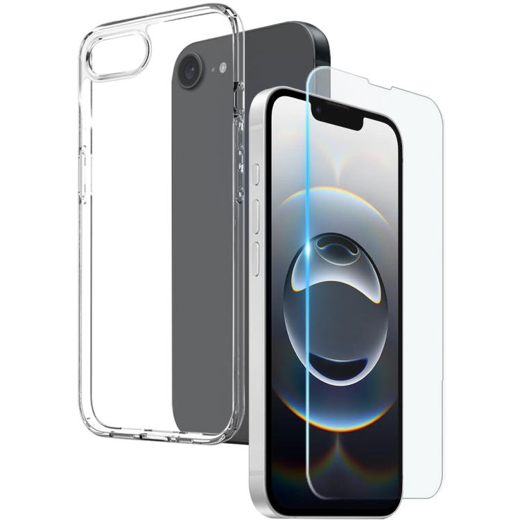 For iPhone 16e NORTHJO 2 in 1 TPU Phone Case Screen Protector Tempered Glass Film(Clear) - iPhone 16e Cases by NORTHJO | Online Shopping South Africa | PMC TechLife | Buy Now Pay Later Mobicred