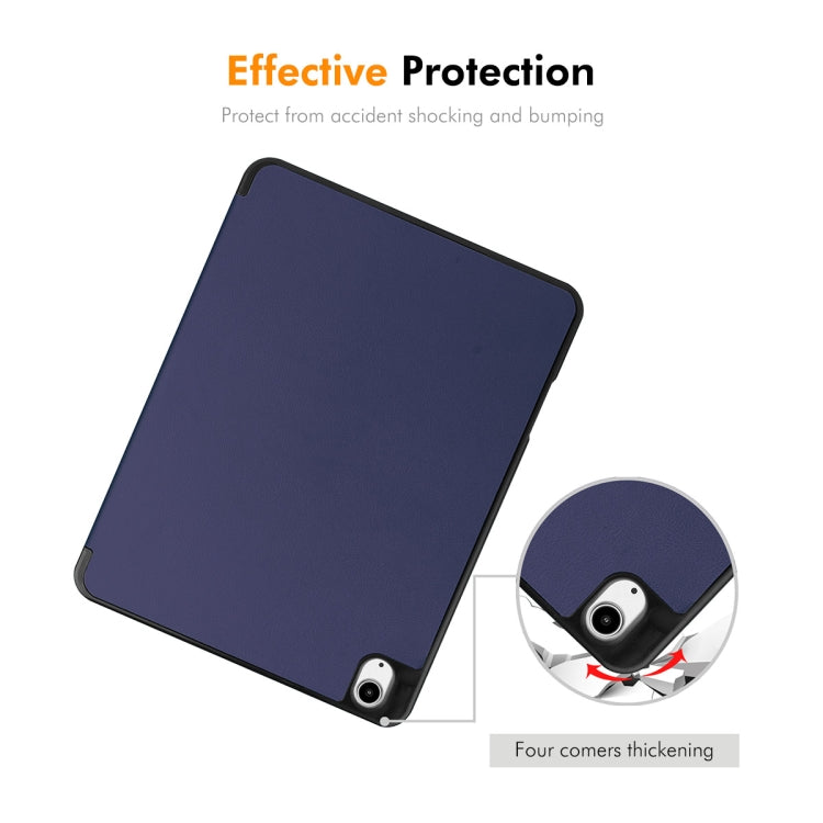 For iPad Air 13 2024 ENKAY Tri-fold Custer Texture TPU Leather Smart Tablet Case with Pen Slot(Dark Blue) - free shipping - PMC TechLife - Order now!
