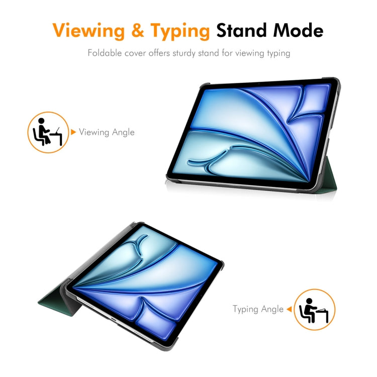 For iPad Air 13 2025 / 2024 ENKAY Tri-fold Custer Texture Plastic Leather Smart Tablet Case(Black) - iPad Air 13 2025 / 2024 Cases by ENKAY | Online Shopping South Africa | PMC TechLife | Buy Now Pay Later Mobicred