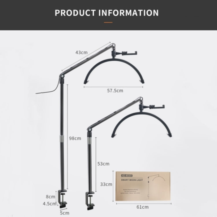 D-M30X 23 inch Half Moon Shape Beauty Manicure Lamp Curved Fill Light, Plug:AU Plug - Selfie Light by PMC TechLife | Online Shopping South Africa | PMC TechLife | Buy Now Pay Later Mobicred