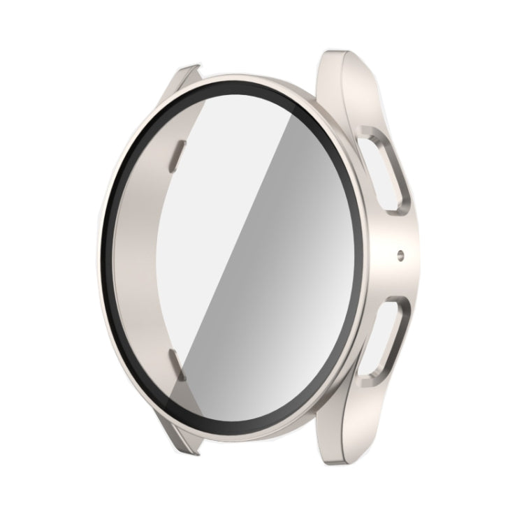 For Samsun Galaxy Watch 7 44mm PC + Tempered Film Integrated Watch Protective Case(Starlight) - Watch Cases by PMC TechLife | Online Shopping South Africa | PMC TechLife | Buy Now Pay Later Mobicred
