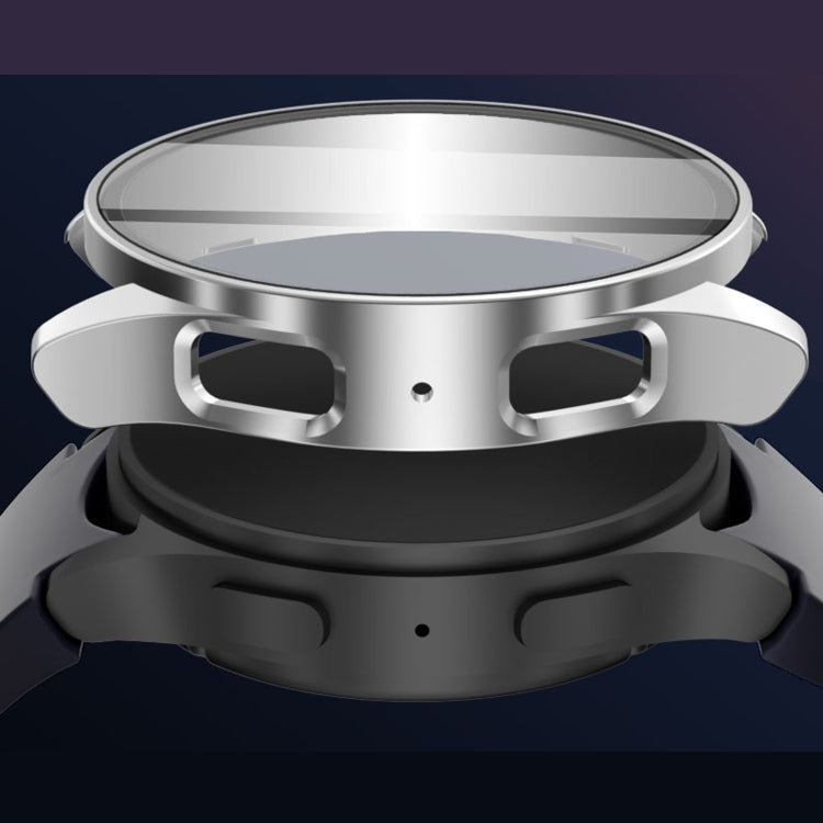 For Samsun Galaxy Watch 7 44mm PC + Tempered Film Integrated Watch Protective Case(Sliver) - Watch Cases by PMC TechLife | Online Shopping South Africa | PMC TechLife | Buy Now Pay Later Mobicred