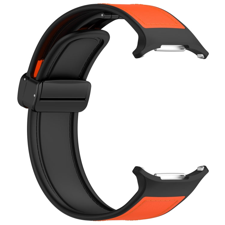 For Samsung Galaxy Watch Ultra 47mm Magnetic Folding Buckle Silicone Leather Watch Band(Orange) - Watch Bands by PMC TechLife | Online Shopping South Africa | PMC TechLife | Buy Now Pay Later Mobicred