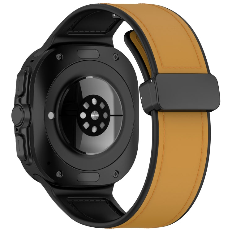 For Samsung Galaxy Watch Ultra 47mm Magnetic Folding Buckle Silicone Leather Watch Band(Light Brown) - Watch Bands by PMC TechLife | Online Shopping South Africa | PMC TechLife | Buy Now Pay Later Mobicred