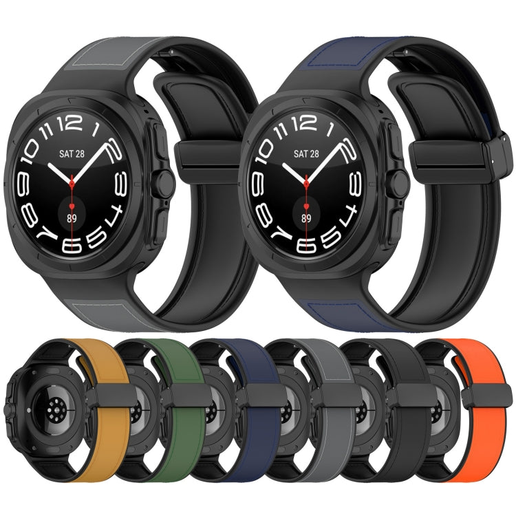 For Samsung Galaxy Watch Ultra 47mm Magnetic Folding Buckle Silicone Leather Watch Band(Green) - Watch Bands by PMC TechLife | Online Shopping South Africa | PMC TechLife | Buy Now Pay Later Mobicred