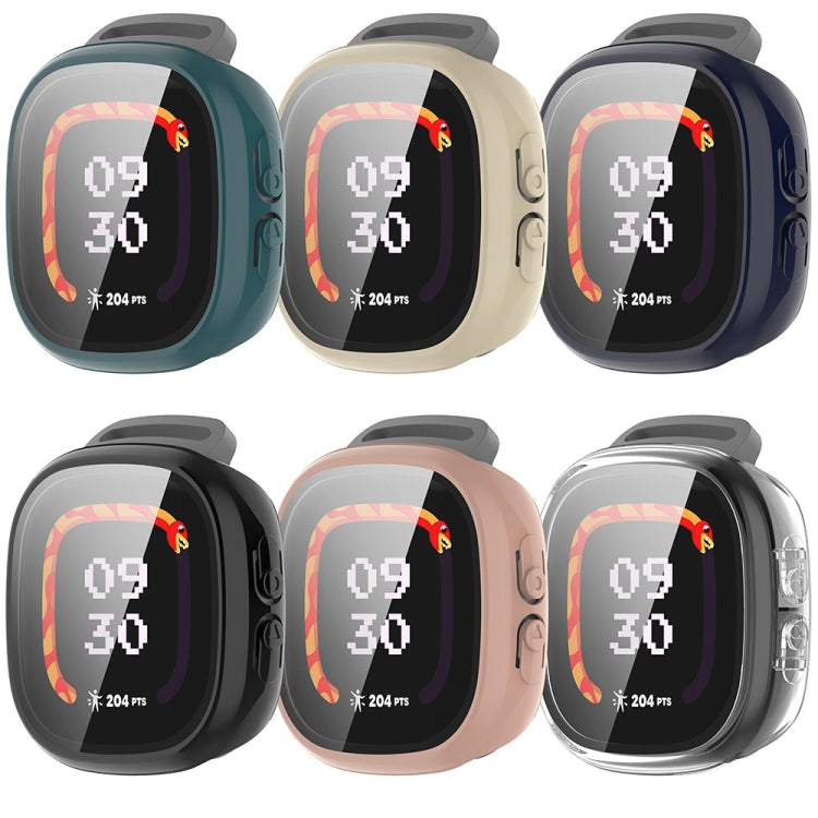 For Fitbit Ace LTE  PC + Tempered Glass Film Integrated Watch Protective Case(Pine Green) - Watch Cases by PMC TechLife | Online Shopping South Africa | PMC TechLife | Buy Now Pay Later Mobicred