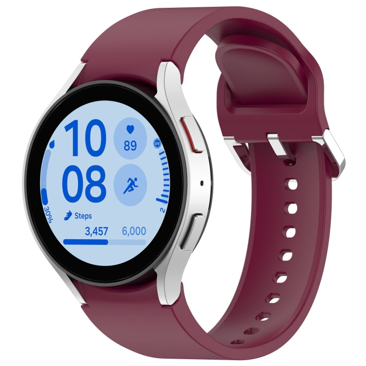 For Samsung Galaxy Watch FE 40mm Solid Color Silver Buckle Quick Release Silicone Watch Band(Wine Red) - free shipping - PMC TechLife - Order now!