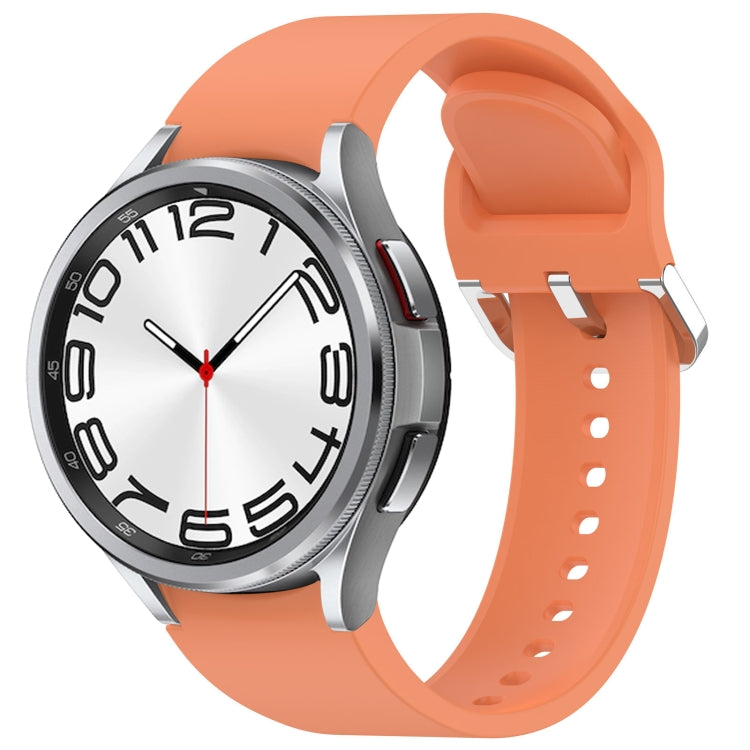 For Samsung Galaxy Watch 6 Classic 47mm Solid Color Silver Buckle Quick Release Silicone Watch Band(Orange) - free shipping - PMC TechLife - Order now!