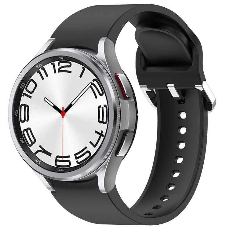 For Samsung Galaxy Watch 6 Classic 47mm Solid Color Silver Buckle Quick Release Silicone Watch Band(Black) - free shipping - PMC TechLife - Order now!