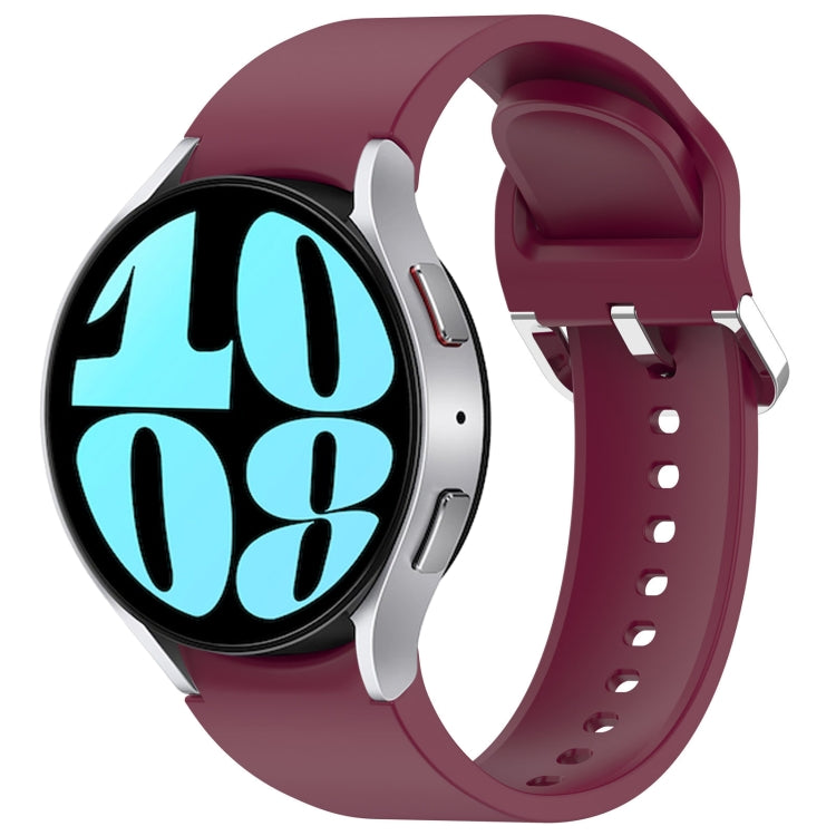 For Samsung Galaxy Watch 6 44mm Solid Color Silver Buckle Quick Release Silicone Watch Band(Wine Red) - free shipping - PMC TechLife - Order now!